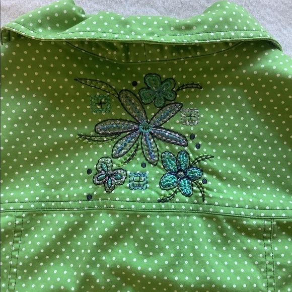 Koret Women’s Embroidery 3/4 sleeves Jacket Size M in green with white dots - Picture 7 of 7